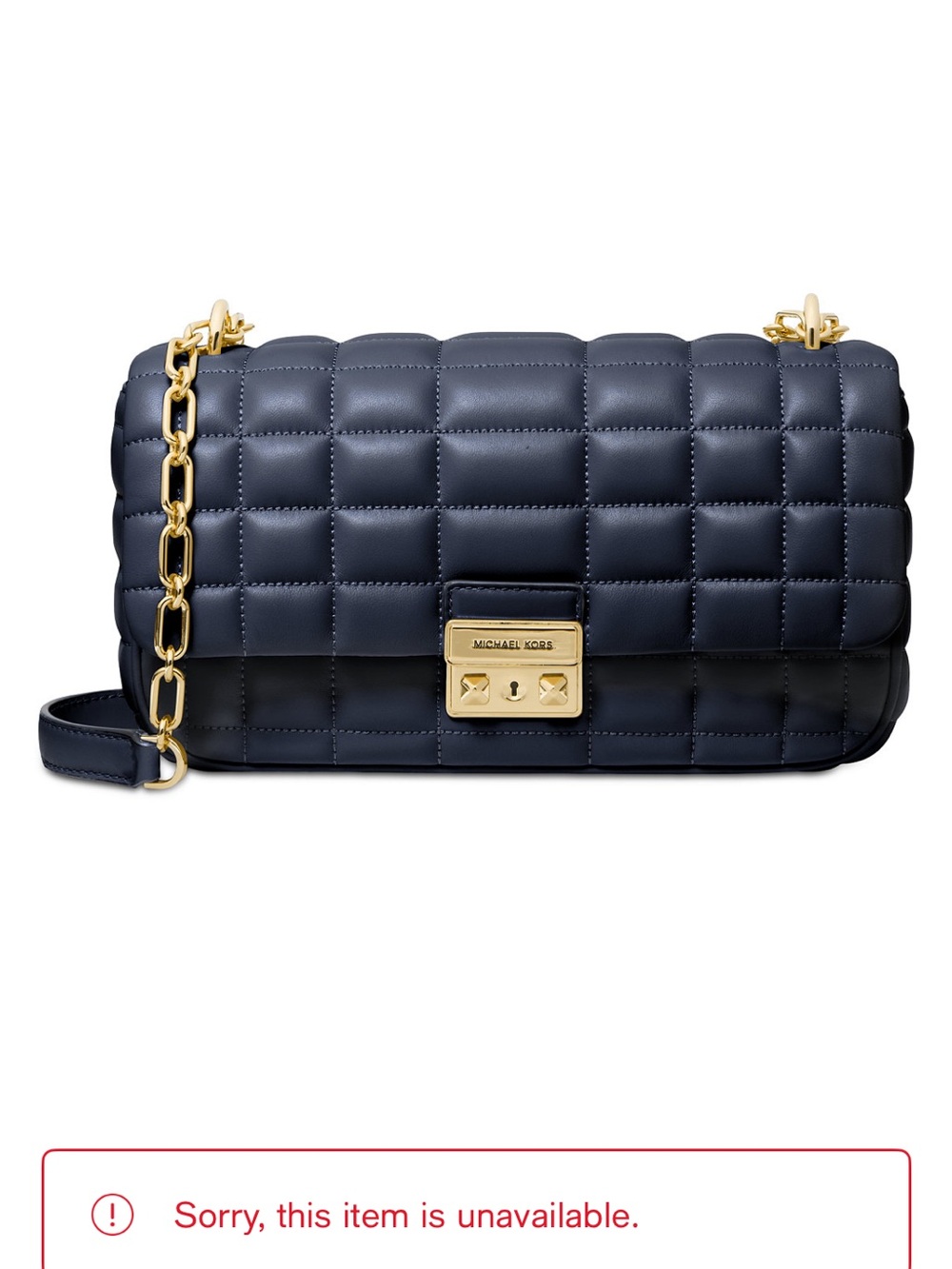 NWT - Michael Kors Quilted Navy Leather Shoulder Bag with Gold Chain. Gorgeous!!